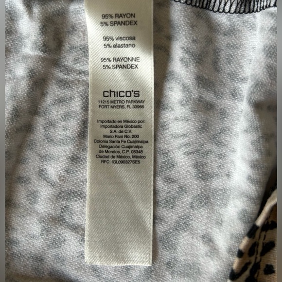 CHICO’S The Ultimate Tee Top Tan/Black Leopard Print Long Sleeve- Sz 1-2X - Picture 6 of 8